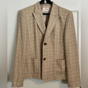 Talbots tan tweed, fully lined, hip length, size 14 blazer.
